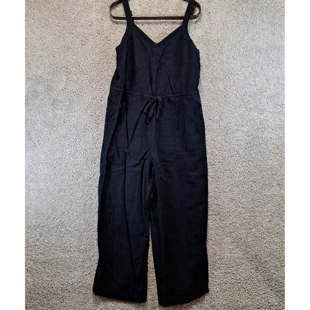 Old Navy Jumpsuit Women M Black Sleeveless Wide Leg Drawstring Waist Casual Boho